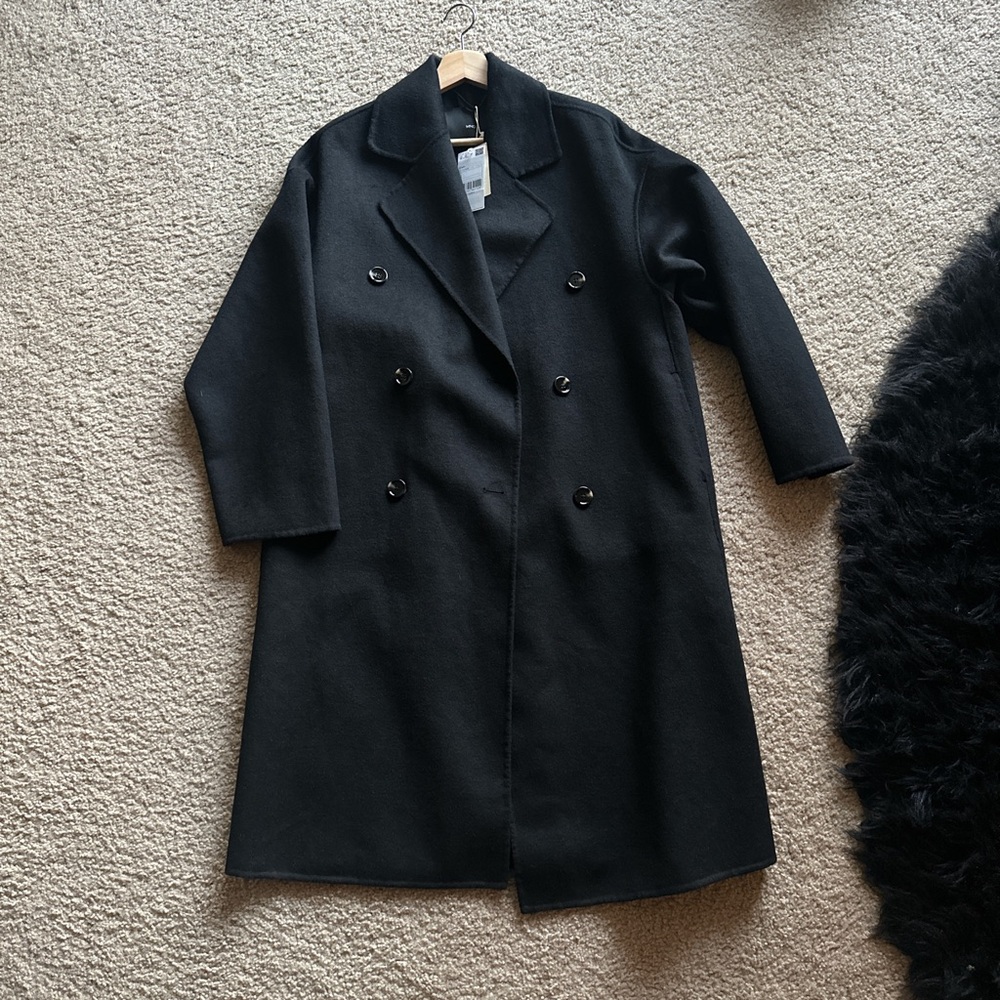 Mango double breasted wool blend coat
